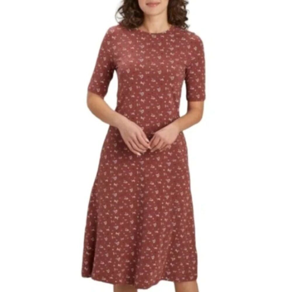 Duluth Trading Co Rust Floral Cotton Midi Dress